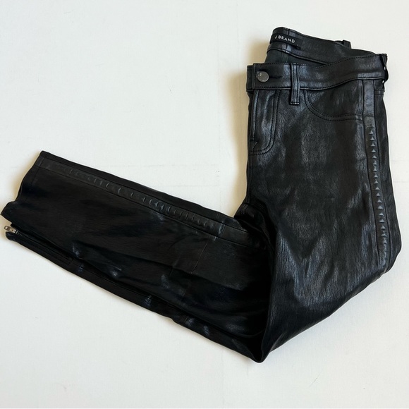 J Brand Bonded Studded Leather Pant in Noir Black - Picture 2 of 11